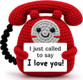 Romantic Gift for Men Women, Funny Handmade Crochet Telephone Doll with “I Just Called to Say I Love You” Cute Birthday Gifts for Girlfriend, Boyfriend, Wife, Husband, Anniversary Desk Decor