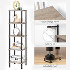 HOOBRO 5-Tier Corner Shelf Stand, Corner Square Rack Display Shelf, Tall Storage Rack Plant Stand, Bookcase for Small Spaces, Living Room, Home Office, Kitchen, Greige and Black BG50CJ01