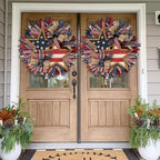 250th Anniversary Patriotic Wreath, Red White and Blue Wreath All-Weather Farmhouse Outdoor Holiday Decoration, Memorial Wreaths 3D Eagle Wreaths for Front Door (A)