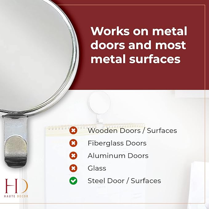 Haute Decor Attract Magnetic Hanger, 1 Pack - Strong Magnet Hook for Metal Doors and Surfaces