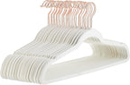Amazon Basics Slim Velvet Non-Slip Space Saving Suit Clothes Hangers, Closet Organizer, Ivory/Rose Gold, 30-Pack