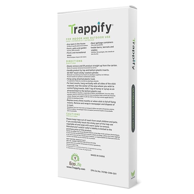 Trappify Ultimate Adhesive Moth Traps for Clothes - Monitoring Pantry Moth Traps for Home, Kitchen, Closet, Cabinet, Storage Rooms, Cupboard |Easy Setup (8 Pack)