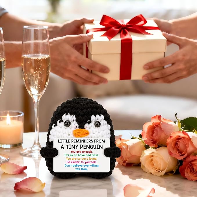 Belatelove Inspirational Crochet Doll - Funny Cute Little Handmade Crochet Doll Penguin Mother's Day Cute Birthday Graduation Gifts for Coworkers College Friends Women