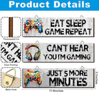Hatzelou 3Pcs Game Wall Art Wooden Sign, Little Man Cave Sign Hanging, Game Hanging Wall Art Decor Sign, Gamer Wall Plaques Decor for Boys Kids Bedroom Playroom Nursery