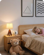 Tripod Table Lamps Set of 2, Small Bedside Lamps, Modern Nightstand Lamp with Dark Pearwood Base & Beige Shade, Boho Desk Light for Bedroom, Kids Room, Living Room, Office, Study, LE51TLP205