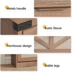Shoe Cabinet with 3 Flip Drawers & 2 Drawers,Freestanding Shoe Storage Cabinet for Entryway,Farmhouse Narrow Slim Organizer Rack for Foyer,Hallway,Rustic Oak Rattan