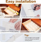 Vesici 80 Pcs Drawer Dividers Adjustable Plastic Organizer DIY Separators Storage Dividers for Socks, Underwear, Makeup, Tidy Kitchen, Bedroom, Dresser(White)