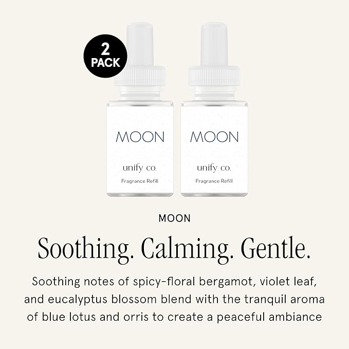 Pura & Unify Co. Home Scent Refill - Smart Air Diffuser - Long-Lasting Luxury Fragrance per Refill - Home Essential - Clean & Safe Diffuser Fragrance - 2 Pack, Moon
