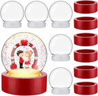 Irenare 12 Pcs 3.9 Inch DIY Snow Globe Kit, 6 Make Your Own Snow Globe Craft 6 LED Light Wood Base Clear Plastic Dome for Wedding Engagement Bridal Shower Decor Anniversary Wife Gift