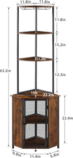 VECELO Corner Cabinet, Tall Storage Shelf, Bookshelf Display Shelves Rack for Living Room, Kitchen, Balcony, Small Space