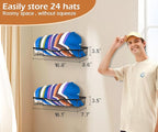 KEETDY Metal Hat Racks for Baseball Caps Wall Hat Organizer Fit 48 Caps Holder, 2 Packs Sturdy Wall Mounted Hat Storage Organizer, Black, Patent: US D1,041,201 S