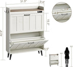 ChooChoo Shoe Storage Cabinet with 2 Flip Drawers, Deodorizing Shoe Organizer Storage for Entryway, Freestanding Hidden Slim Narrow Shoe Rack Cabinet, Antique White & Brown