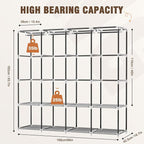 Portable Closet, 66 Inch Large Capacity Wardrobe for Closet Organizers and Storage with Non-Woven Fabric Cover, 4 Hanging Rods, 8 Shelves(Grey)