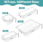 WOWBOX 40 PCS Clear Plastic Drawer Organizer Set, 4 Sizes Desk Drawer Organization and Storage Containers for Makeup, Cosmetics, Jewelry and Gadgets in Kitchen, Bathroom, Bedroom, Office, Clear