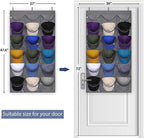 Dofilachy Hat Rack - Hat Organizer - Hat Racks for Baseball Caps, Visible Hat Holder - Baseball Hat Rack for Wall Door with 3 Hooks, 18 Deep Pockets(Grey, medium)