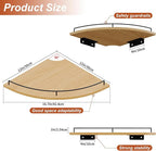 JJL Corner Shelf Wall Mounted, 12 Inches 2-Tier Floating Corner Shelf, Fan-Shaped Rustic Wood Decor with Fence, Natural Wood Grain Storage for Apartment Bedroom Kitchen Bathroom
