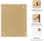 22x28 Picture Frame White Set of 3, Display Pictures 18x24 with Mat or 22 x 28 Without Mat, Poster Frames 22x28 for Wall Hanging Horizontal and Vertical