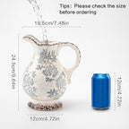 Enra Large Vintage Blue and White and Pitcher for Home Decor, 9.7 Inch Rustic Chinoiserie Decorative Vases, Green and Beige Ceramic Vases for Living Room, Kitchen, Office – Large Vases for Decor