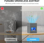 Aluminum Housing Smokeless Ashtray, Multifunctional 3 in 1 Smoke Ashtray with Lighter & USB Rechargeable, HEPA Filter, Home or Office (Grey)