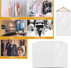 20 Pack Garment Bags for Hanging Clothes Plastic Garment Bags Clear Clothes Covers Dry Cleaner Bags Hanging Dust-proof Garment Bags for Dry Cleaner, Home Storage, Travel (60x90cm)