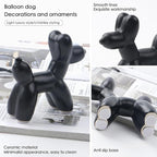 Notakia Cute Ceramics Black Balloon Dog Statue Crafts Living Room Desktop Decorations,Handmade Modern Small Ceramic Animal Statue Ornament Home Decor Accents