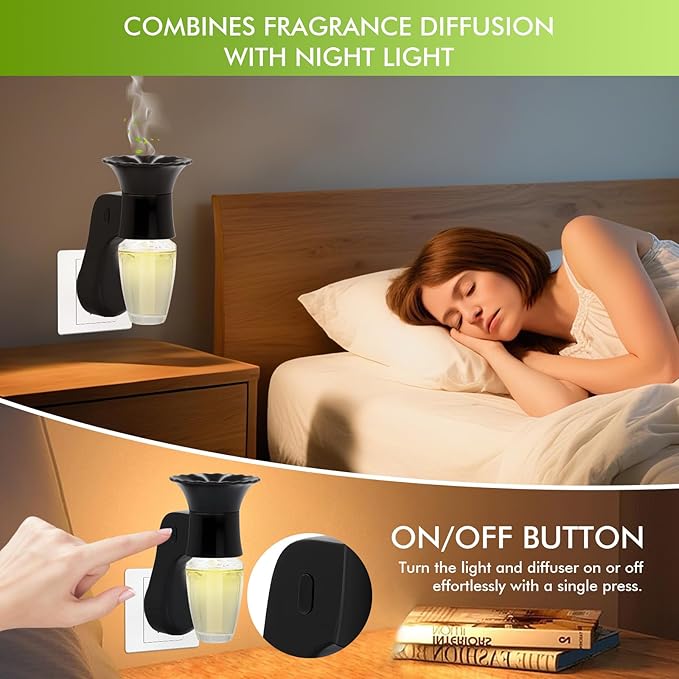 Wall Fragrance Plug in Air Freshener- Plug in Diffuser with Night Light Compatible with Bath and Body Works Wallflowers Refill, ETL Certified Rotatable Plug, Scent Control Plug for Home Office (4PCS)