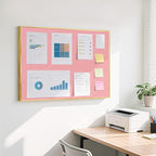 Linen Bulletin Board 36" x 24", Fabric Pin Board with Gold Aluminum Frame, Decorative Vision Board for Home Office, Bedroom & Dorm Wall Decor, Includes 10 Push Pins, Pink