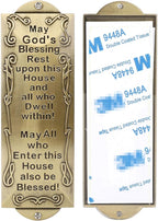 BRTAGG Metal Mezuzah For Door, Install Use Double-sided Tape, 6" High by 2" Wide for Front Door, Blessing House, Bless People, English Scripture, Easy Peel and Stick Mezuzahs Cover Jewish Gifts