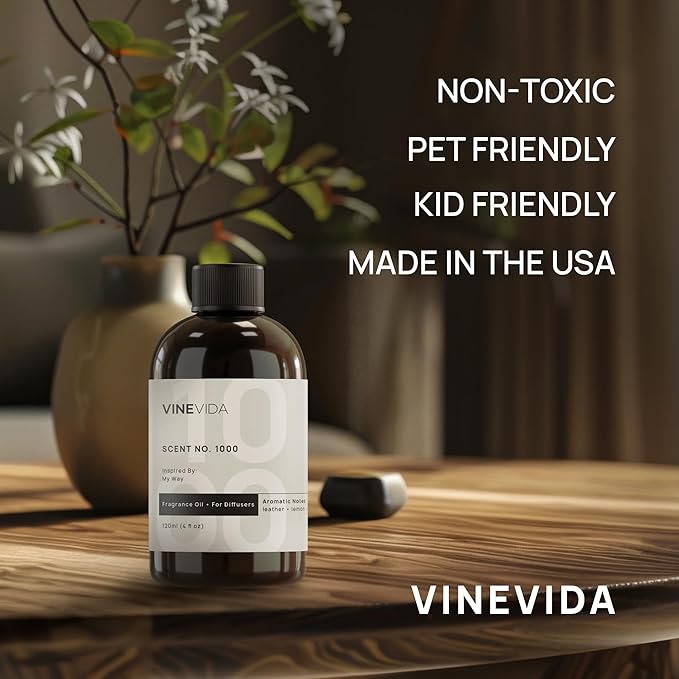VINEVIDA [32 Fl Oz] Scent NO. 1303 Fragrance Oil for Cold Air Diffusers, Aromatic Notes of Leather Musk Sandalwood, Essential Oils for Diffuser Oil Refill & Air Freshener Room Spray