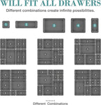 25 PCS Drawer Organizer Set, 4 Varied Size Bathroom and kitchen Drawer cabinet organizer Trays, Clear Storage Bins for Makeup, Jewelry, Utensils and Gadgets，Black
