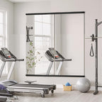 TRAHOME Home Gym Mirror for Wall,56x28x2PCS Full Length,Glass Frameless Body Large Mirror for Home Gym,Workout,Bedroom,Garage(Black)