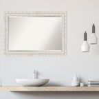 Amanti Art White Wall Mirror 30x42 Opera Off White Rectangle Bathroom Mirror for Wall Decor Living Room, Large Traditional Wood Frame, Hangs Horizonally and Vertically, Bathroom Decor, Beveled Edge