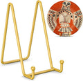 TR-LIFE 4 Pack 6 Inch Plate Stands for Display - Metal Easel Holder Stand for Picture Frame, Decorative Plate, Photo, Tabletop Art (Gold)