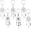 AUEAR, 6 Pack Dream Catcher Keychain Keyring Feather Stone Ornaments for Car Bag Accessories Jewelry DIY Crafts