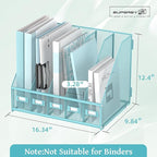 SUPEASY Desk Organizers Metal Desk Magazine File Holder with 5 Vertical Compartments Rack File Organizer for Office Desktop, Classroom, Home Workspace, Blue