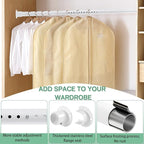 Closet Rods for Hanging Clothes, 1.3 Inch Diameter Heavy Duty Closet Rod 17-39 Inch Adjustable Clothes Hanging Bar Matte White Shower Curtain Rods for Closet, Wardrobes, Bathroom, Windows