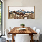 BINCUE Large Mountain Wall Art Framed Boho Wall Decor Mountain Artwork Landscape Wall Pictures Rustic Mountains Paintings Boho Landscape Art Prints Rustic Farmhouse Decor for Office Living Room Bedroom 20x40 Inches