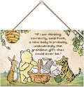 Hatzelou 1PCS Classic Winnie Baby Shower Centerpiece, Winnie Quotes Wall Hanging Sign, the Pooh Wall Sign Gifts, Adorable Winnie Sign for Home Bedroom Nursery, Perfect for Baby Shower Party Decor