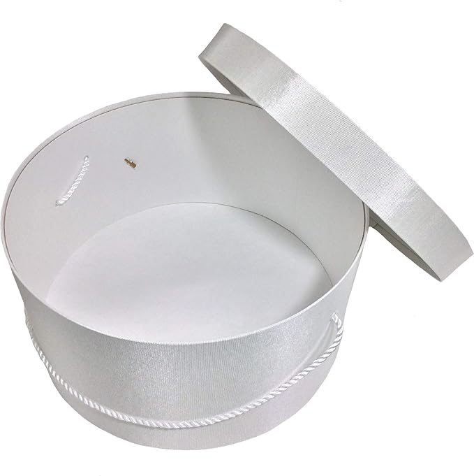 Sarah's Hat Boxes Classic White Hat Box – 8.75" x 4.5" (Dia. x Ht.) Handmade in USA – Odorless Non-Toxic Adhesive, Cording Handle – Premium Storage for Hats & Accessories