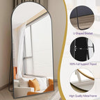 Dewfig Arched Full Length Mirror, 71"x30" Large Floor Mirror, Full Body Mirrors for Leaning or Hanging, Standing Mirrors for Bedroom, Living Room,Dressing Room, Aluminum Alloy Frame, Black