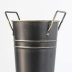 Round Umbrella Bucket, Metal Umbrella Holder with Handles, Umbrella Holder for Umbrellas, Canes and Walking Sticks, Vintage Umbrella Stand for Decorations