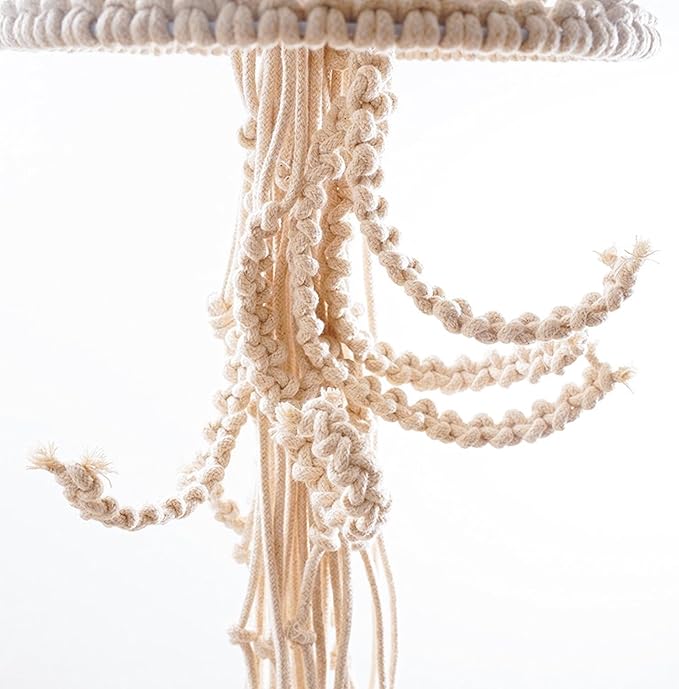 Macrame Wall Hanging,Jellyfish Dream Catcher with Star Lights,Bohemian Woven Wall Art Decor Beautiful Apartment Dorm Room Door Decoration (White)