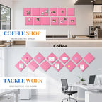 DOLLAR BOSS Large Cork Board for Wall 48" x 36" x 0.5" Pink Bulletin Board 12 Packs Corkboard Tiles Self Adhesive Felt Wall Tiles for Office Home School, Pink