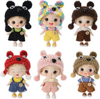 Cute BJD Blind Box,2 Random Poseable Dolls with Handmade Outfits & Crochet Hats,Birthday Gift for Girls,Surprise Mystery Box-Puff Bear Series