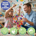 Kalakaram DIY 5 Ring Dream Catcher Making Kit | Create Magical Dream Catcher with Wooden Rings, Feathers, Beads & Colorful Yarns | Room Decor Craft Kit