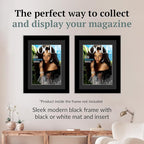 Creative Picture Frames 8.75 x 11.25 Magazine Frame with Full-Strength Glass, Holds Up To A 1/4" Thick Media with Installed Hangers for Easy Mounting, 11x14 Manhattan Black Frame with Black Mat