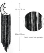 Dream Catcher Black Moon Dream Catchers with Crystal Stone, Handmade Gothic Wall Hanging, Witchy Woven Boho Decor for Bedroom Bohemian Home Decoration Ornament Craft Gift (Black)