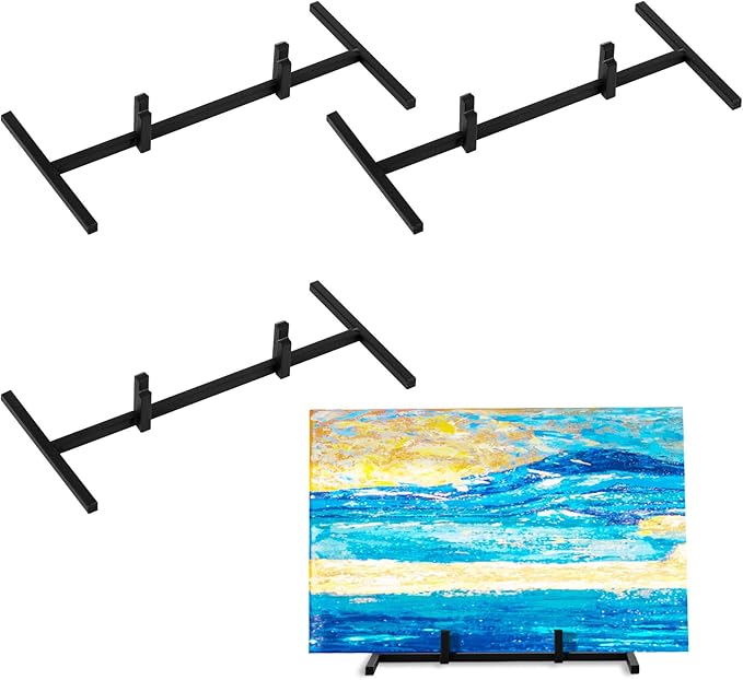 Yaocom 4 Pcs Black Metal Display Stands Sleek Easel Holder for Stained Ceramic Tiles Art Collectibles, Elegant Picture Frame Stand for Home Decor, Office, Gallery Trade Show Exhibits
