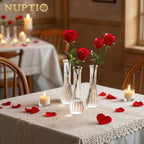 NUPTIO Glass Bud Vases Centerpiece: 12 Pcs Small Flower Vase for Wedding in Bulk - Cute Clear Ribbed Vase for Party Events Home Table Decor