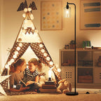 Ziisee Industrial Floor Lamp with Glass Shade - Black, LED Bulbs, Foot Pedal Switch, Easy Assembly